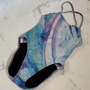 Jolyn One Piece Criss Cross Tie Back Swimsuit “Gavin” Size 26|Multicolor Tie Dye